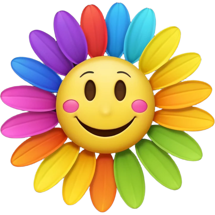 Rainbow daisy with smiley face emoji