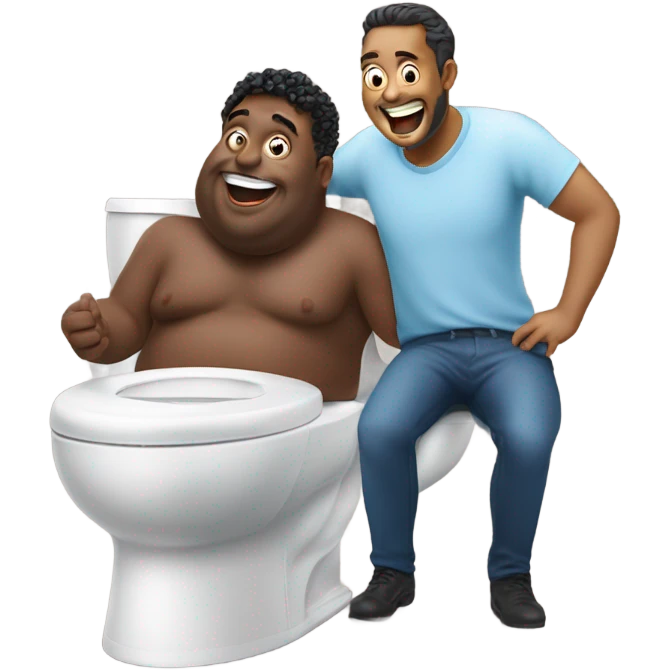 Skibidi toilet eating Oreos with a fat guy emoji