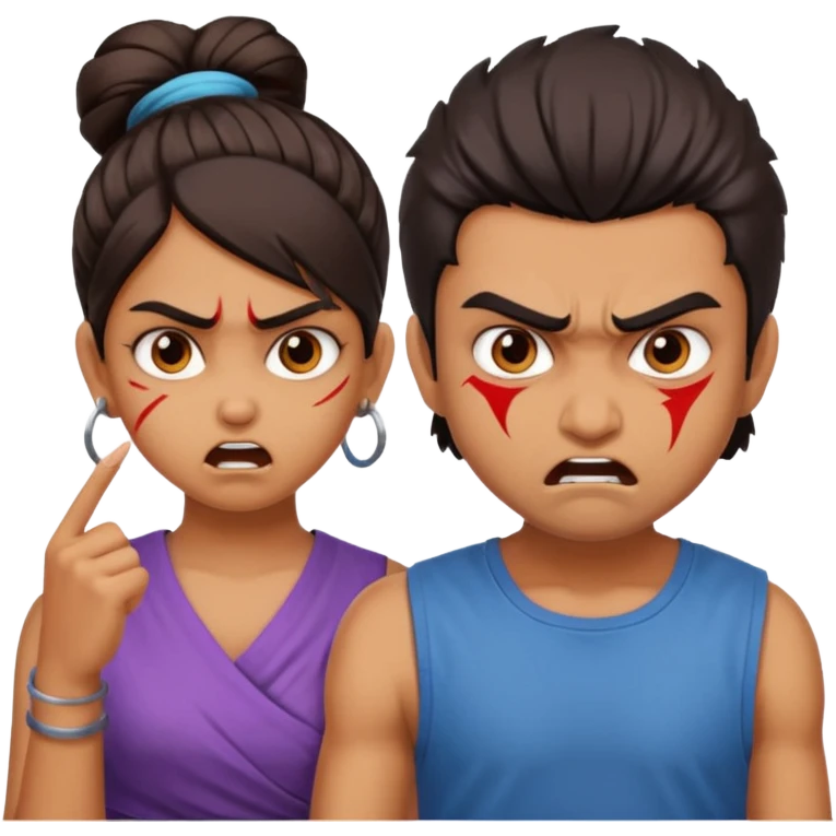 brother and sister fighting modern culture naughty  - indian skin and hairstyle emoji