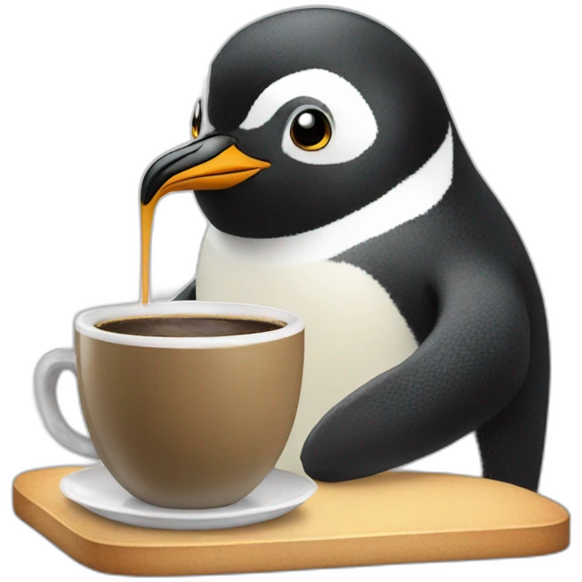 Penguin drinking coffee emoji