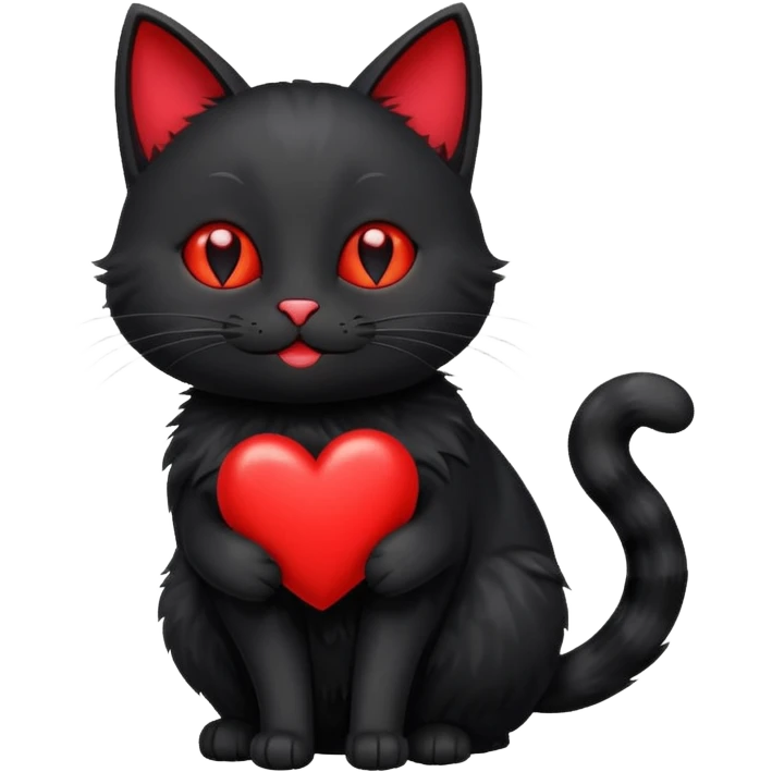 Magic cat with happy red heart with a late emoji