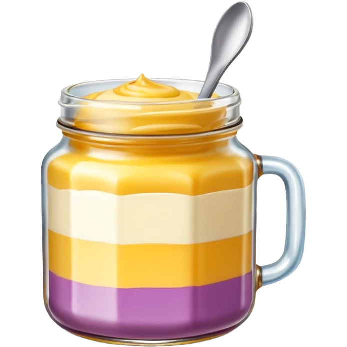 Una miniatura fotorrealista de una mantequilla corporal batida en un tarro de varios colores llamativos combinados de forma batida hasta arriba. Estilo: postre, arte, colores vibrantes. emoji