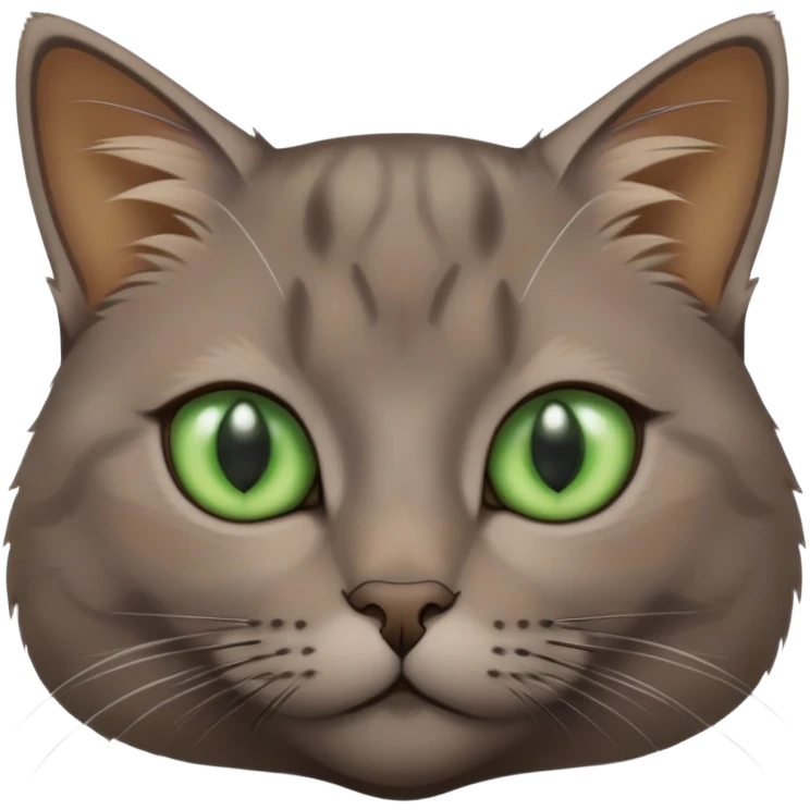 brownish gray cat with green eyes close together emoji