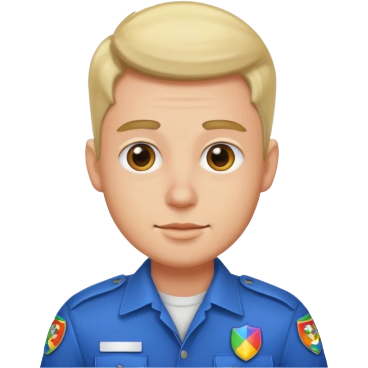 Gay guy wearing a badge emoji