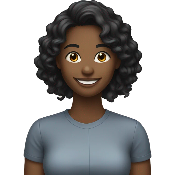 30 year old smiling girl with wavy black hair emoji