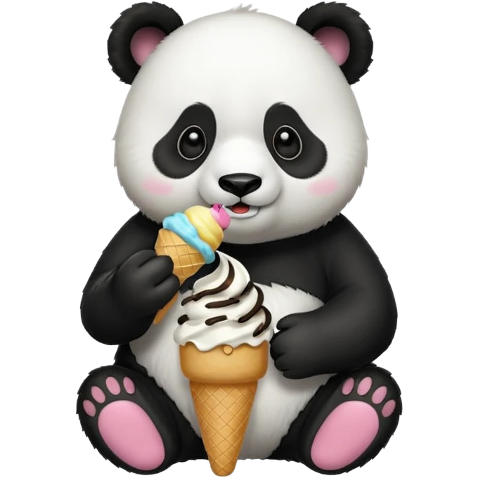Panda eating ice cream emoji