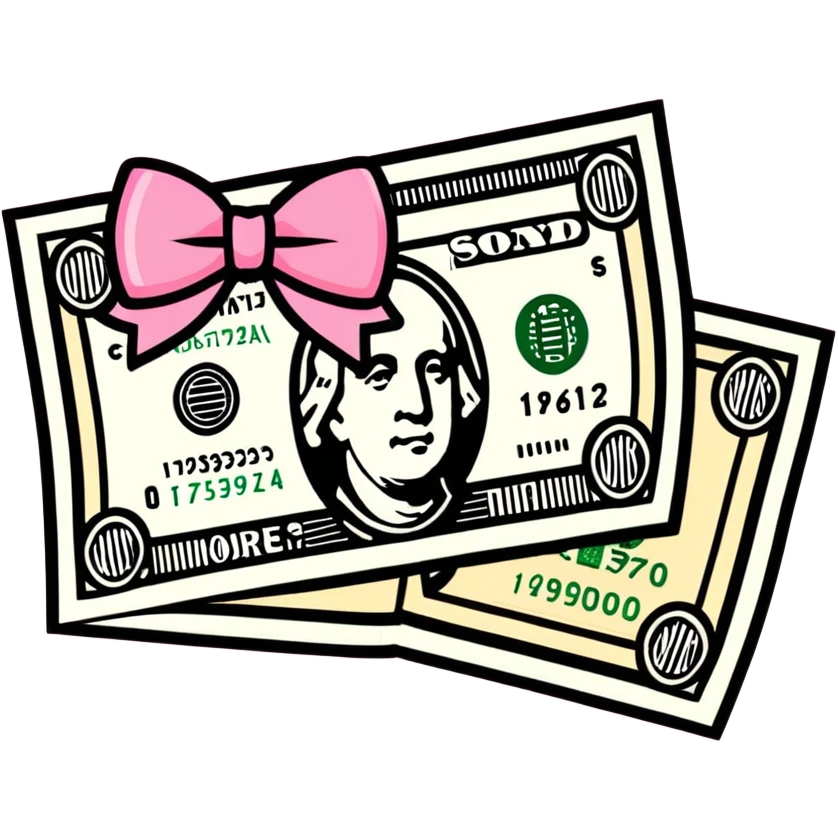 money with a pink bow emoji