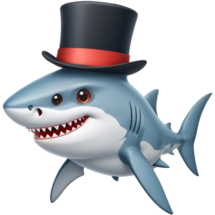Shark with a top hat emoji