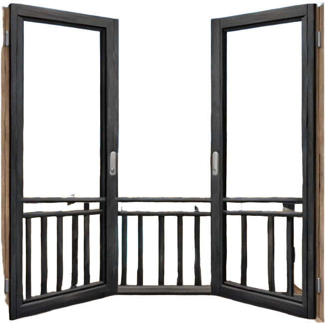 balcony with doors made out of wood emoji