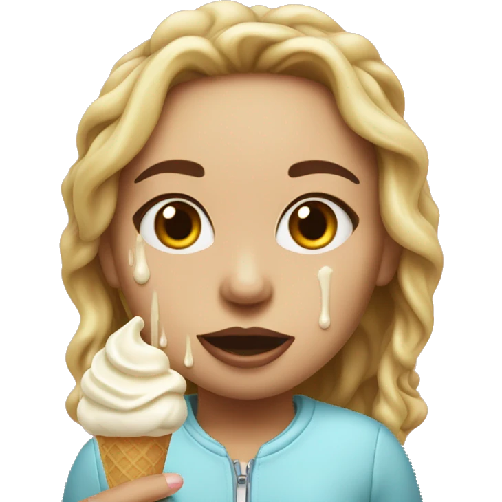 girl with vanilla ice cream dripping on their face emoji