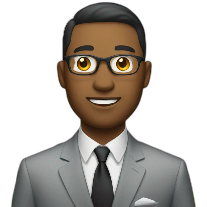 man in suit in front of house emoji