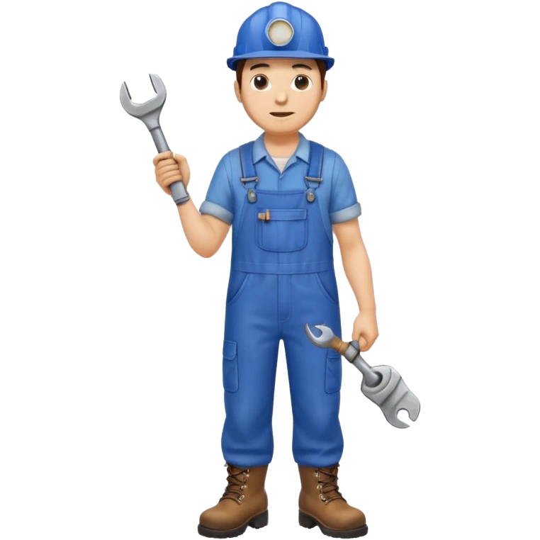 railway engineer in overalls, boots, holding a spanner emoji