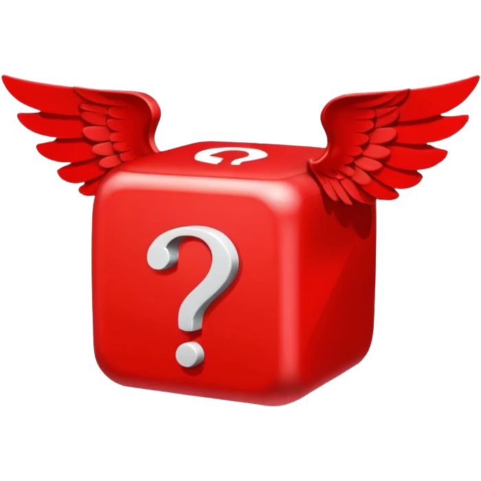 Red Cube with wings and has a ? emoji