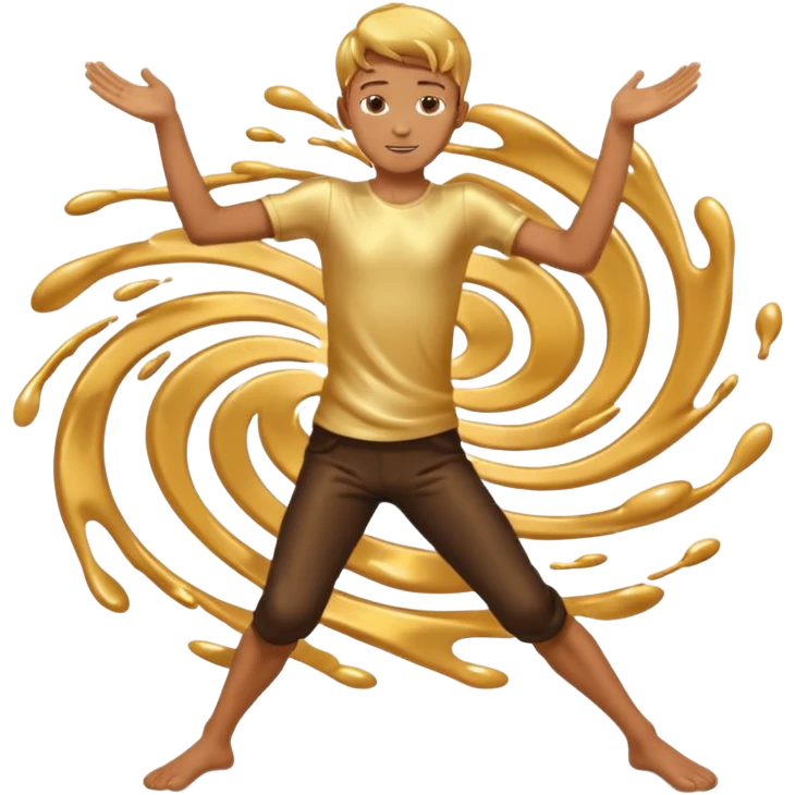 Golden liquid around the dancing boy hands without body just hands emoji