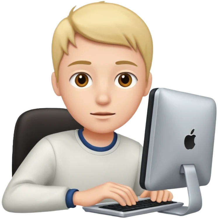 student using educational computer program emoji