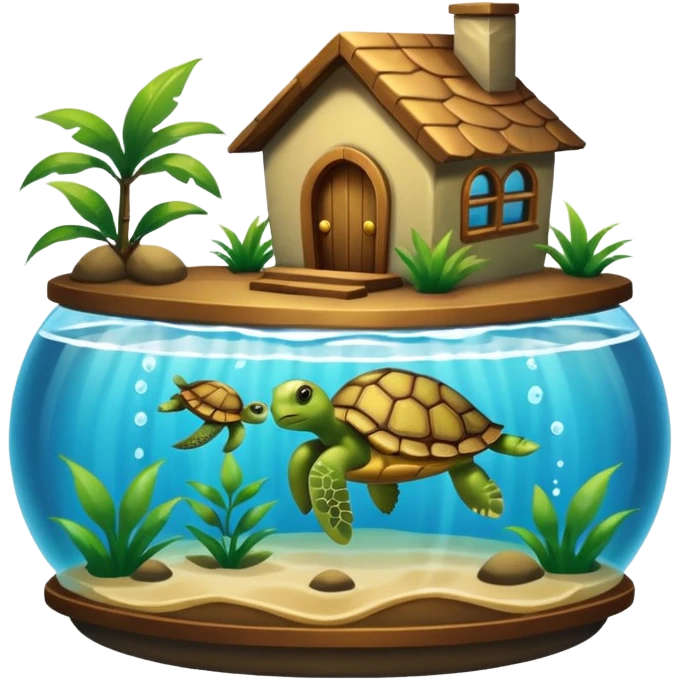 pet turtle in water house emoji