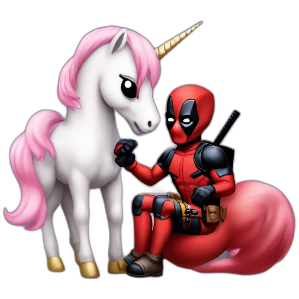 Deadpool montando un unicornio bebé  emoji
