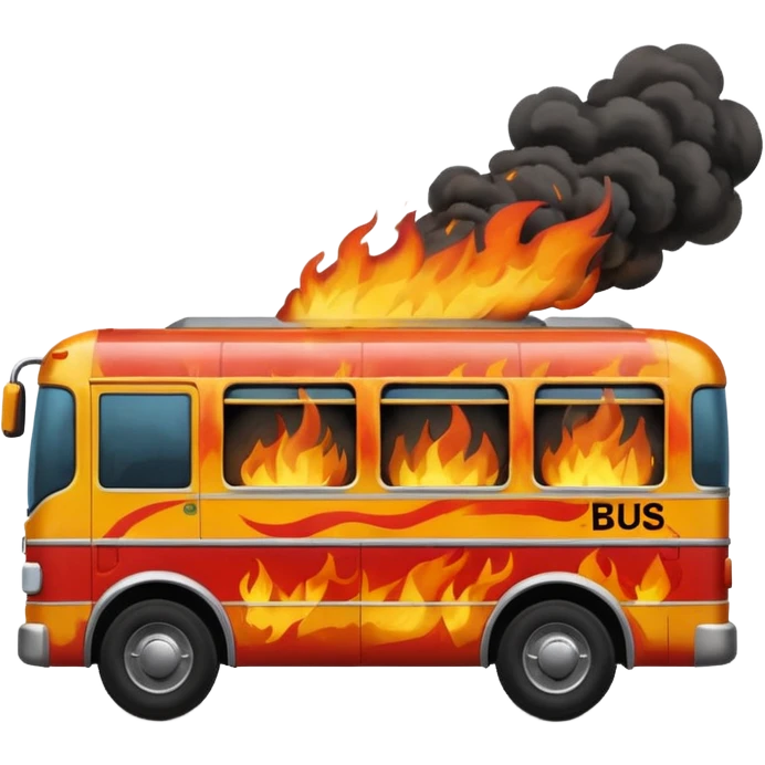 Bus running person over on fire emoji