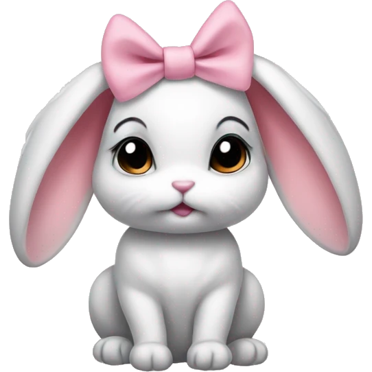 Baby bunny with coquette bow on ear emoji