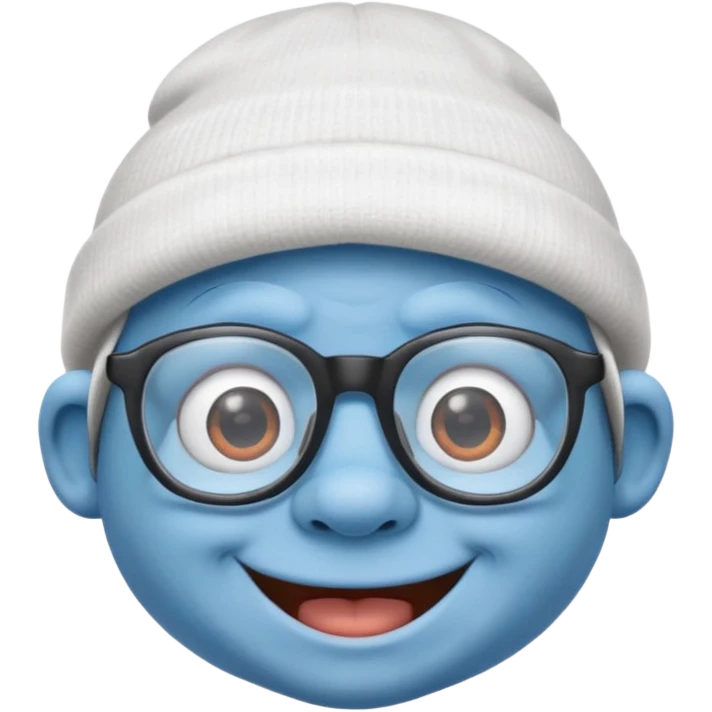 smurf with glasses white beanie no shirt emoji