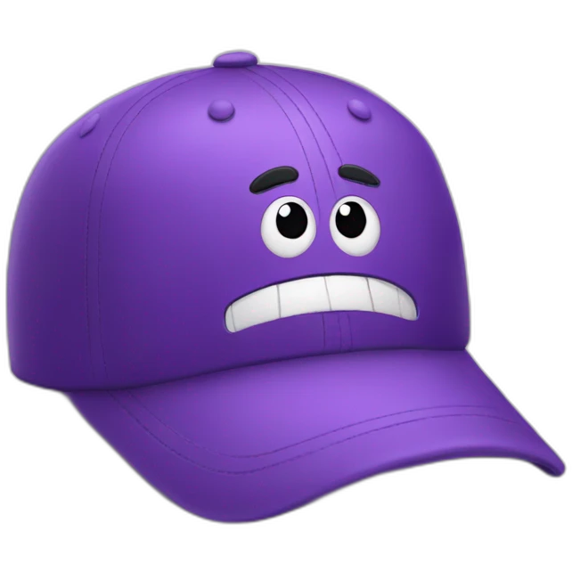 purple baseball hat with a text that says happy emoji