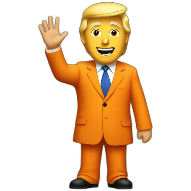 Donald trump in orange suit waving emoji