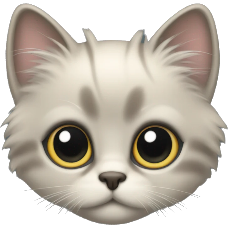 A dometic long hair kitten with super round and big eyes emoji
