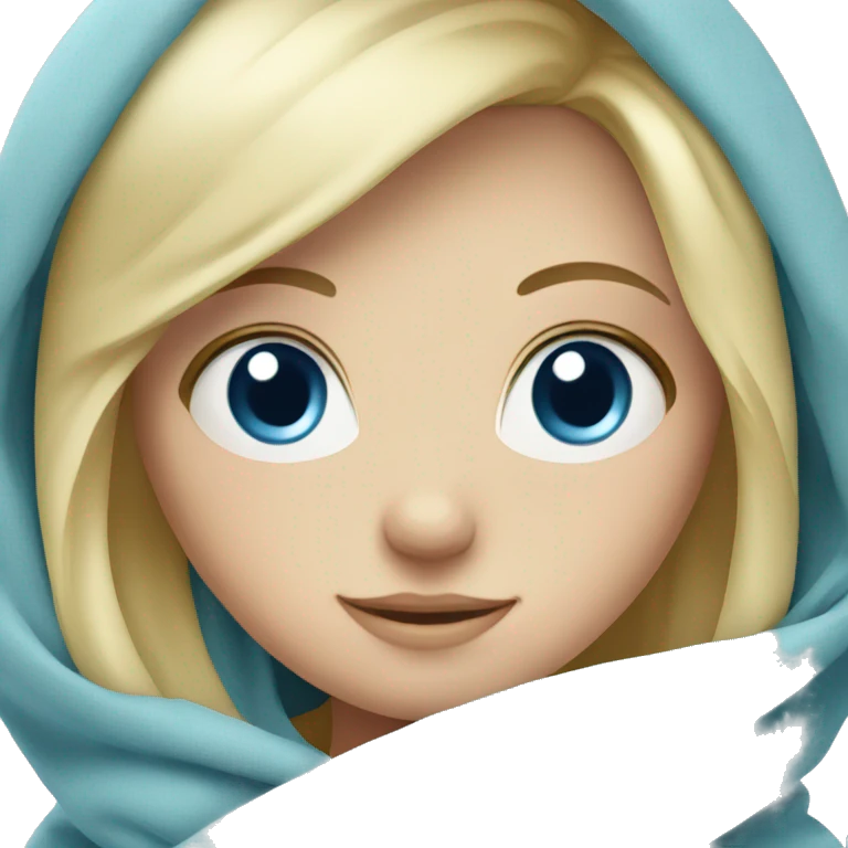Blond girl with blue eyes with blanket emoji