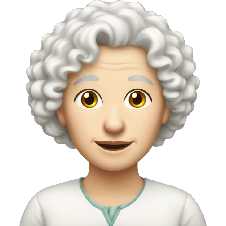 European, white curly hair, elderly, female emoji