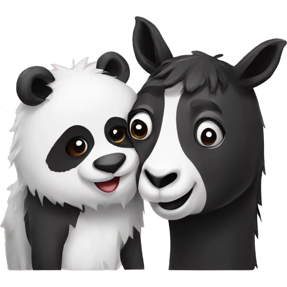 Panda and llama kissing  emoji