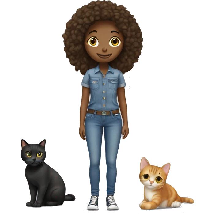 girl with cat in jeans emoji