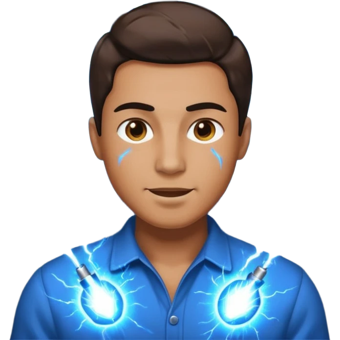 Man producing electric emoji