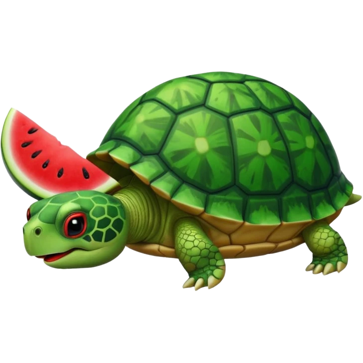 A REALLY cute turtle eating watermelon emoji