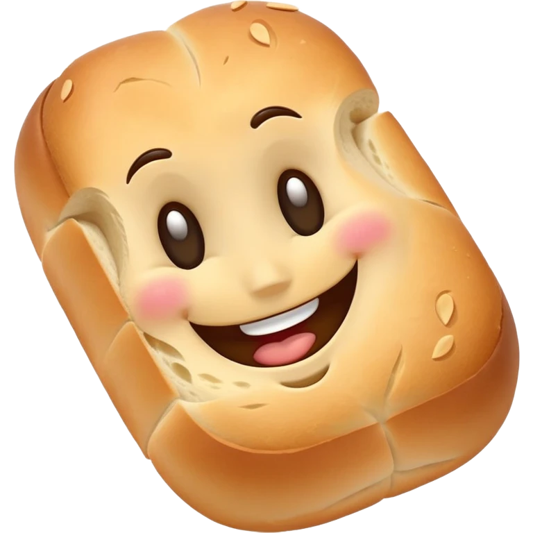 French bread with a happy face emoji