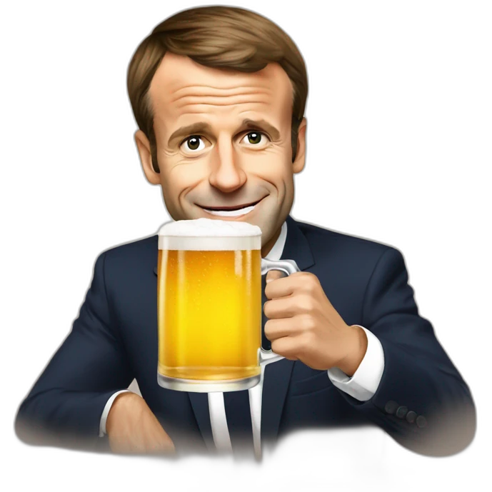 Emmanuel Macron drink beer emoji