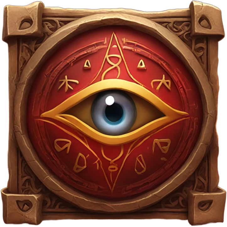 spell book that's red with eye in the middle with runes emoji