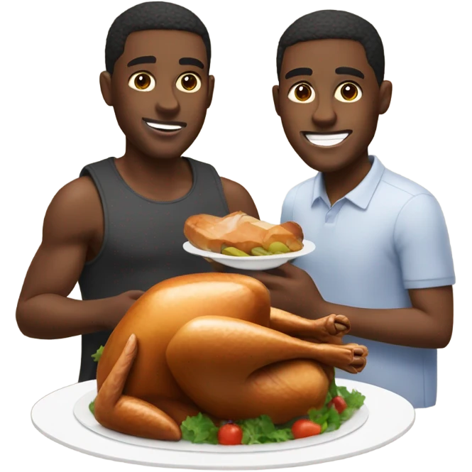 african american guy eating turkey emoji