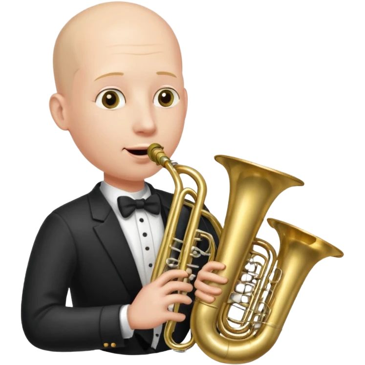 Tuba, von gltzköpfigen Mann gespielt emoji