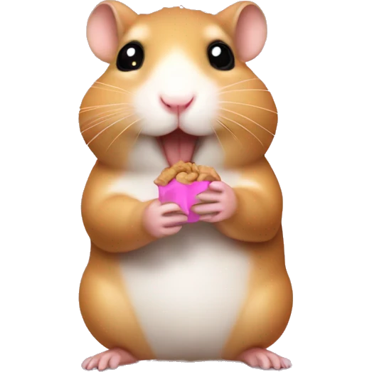 Hamster cute eating a nut wearing a pink bow  emoji