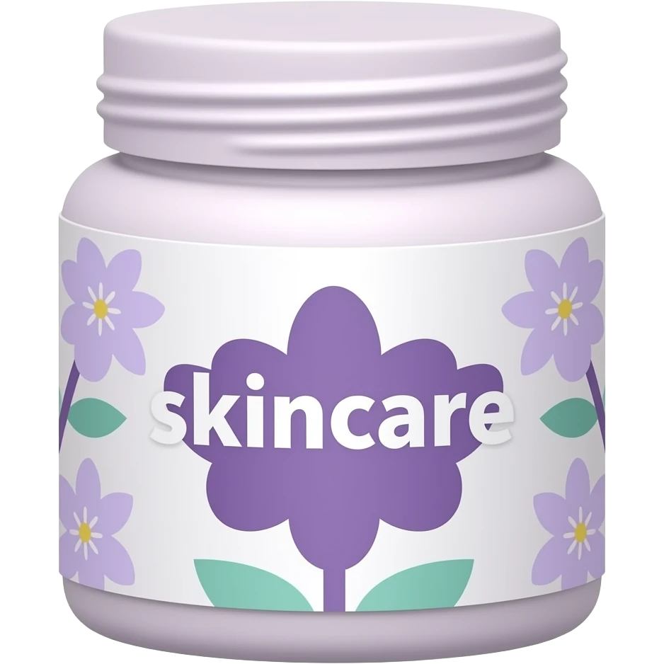 Skin care estampado com 🪻 roxo escrito : skincare emoji