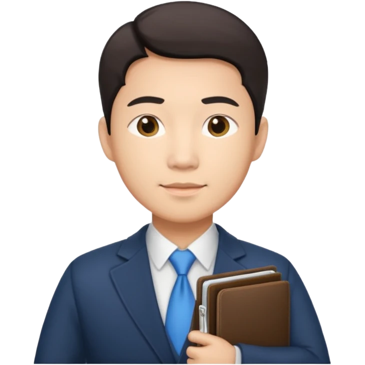 a financier asian man with a portfolio emoji