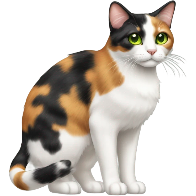 Calico Cat Full Body with green eyes emoji