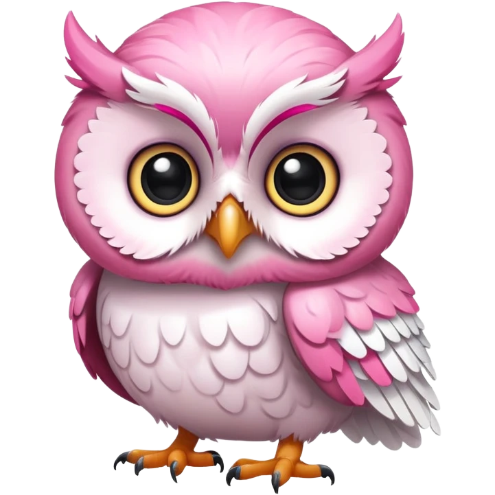 cute baby owl white pink emoji