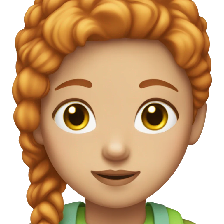 Girl with ginger hair and blue eyes with brown tabby cat with greenish yellow eyes emoji
