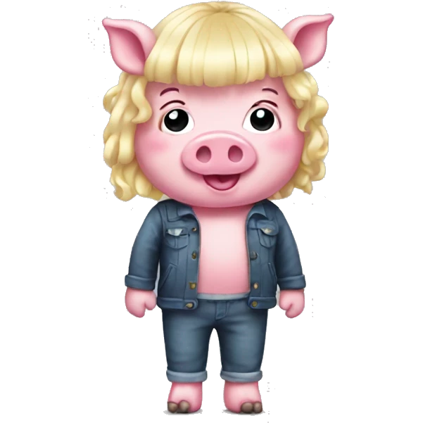 full body oily pink pig wearing a blonde wig emoji