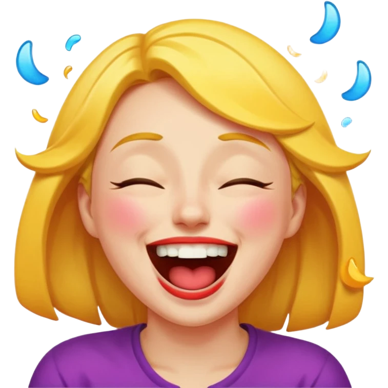 face laughing so hard it's rolling on the floor, eyes closed, mouth wide open, tears of joy streaming down cheeks, exaggerated joyful expression, energetic pose, vibrant colors, emoji style emoji