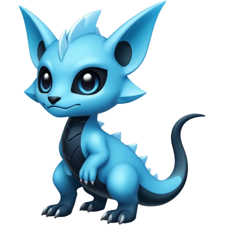 Shiny Dark Edgy  Inteleon-Amaura-Fakémon-hybrid-creature (full body)  emoji