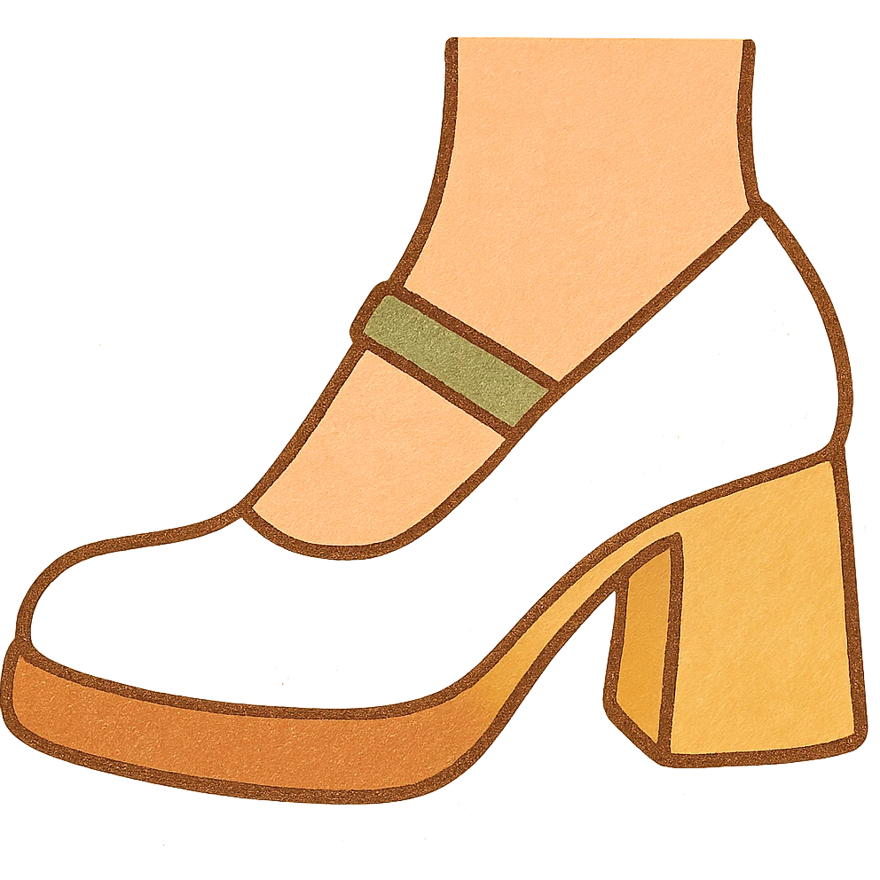 chunky white heel, side view, fashion illustration, minimal background emoji