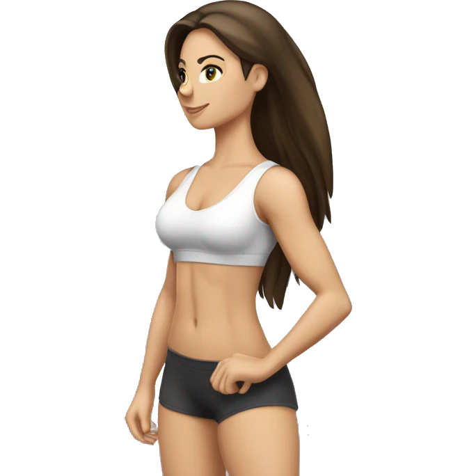 Woman glute muscles, fit Caucasian woman, brunette emoji