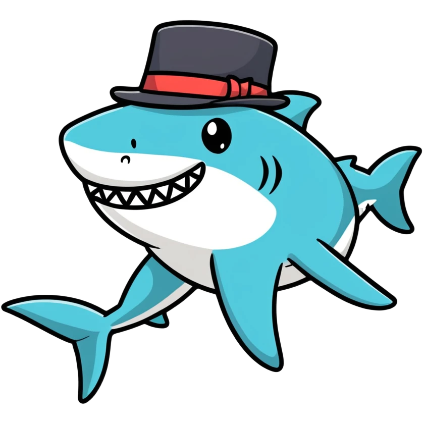 Shark with top hat emoji emoji